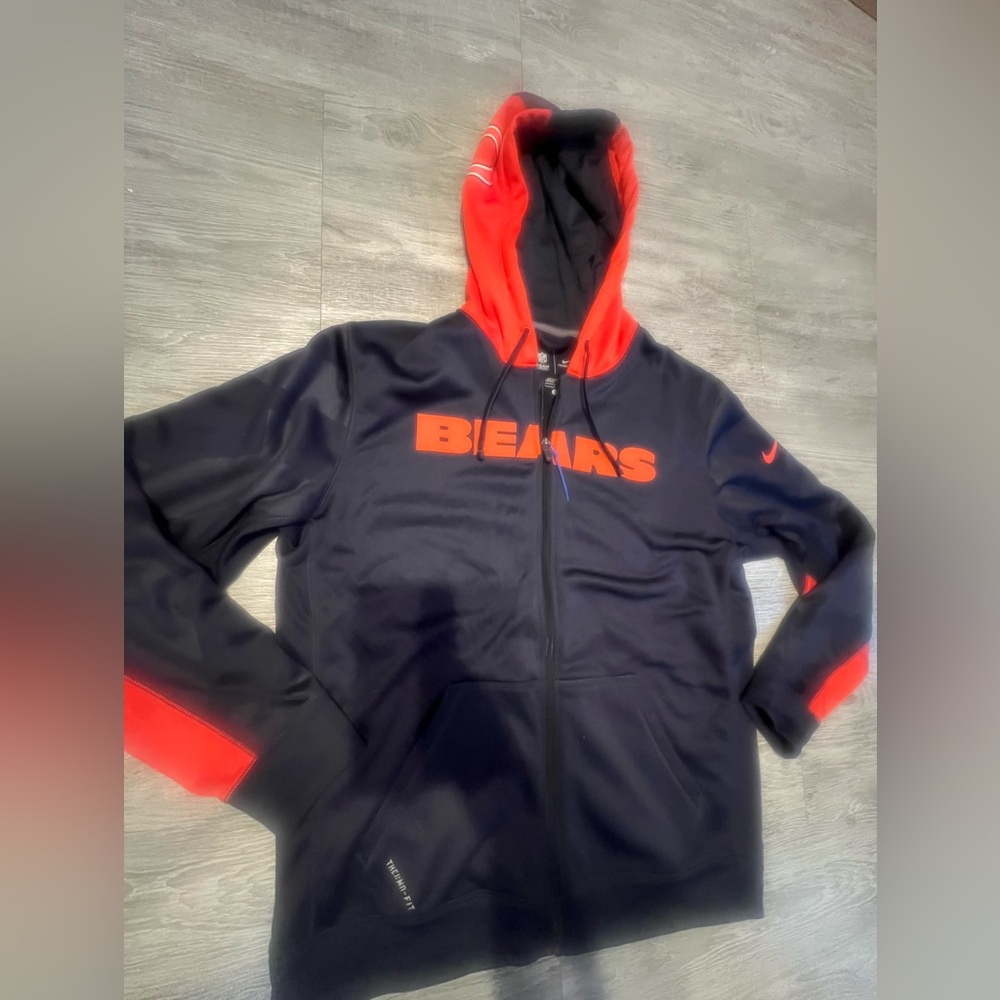 NFL / Therma-Fit Nike Men's Navy and Orange Bears Hoodie Jacket - Picture 15 of 15